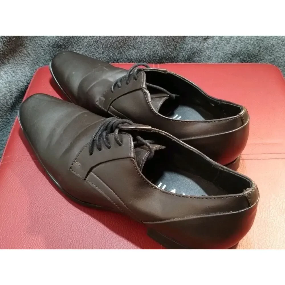 Calvin Klein Mens Benton Smooth Leather Oxford Dress Shoes Dark Brown Size 8 US